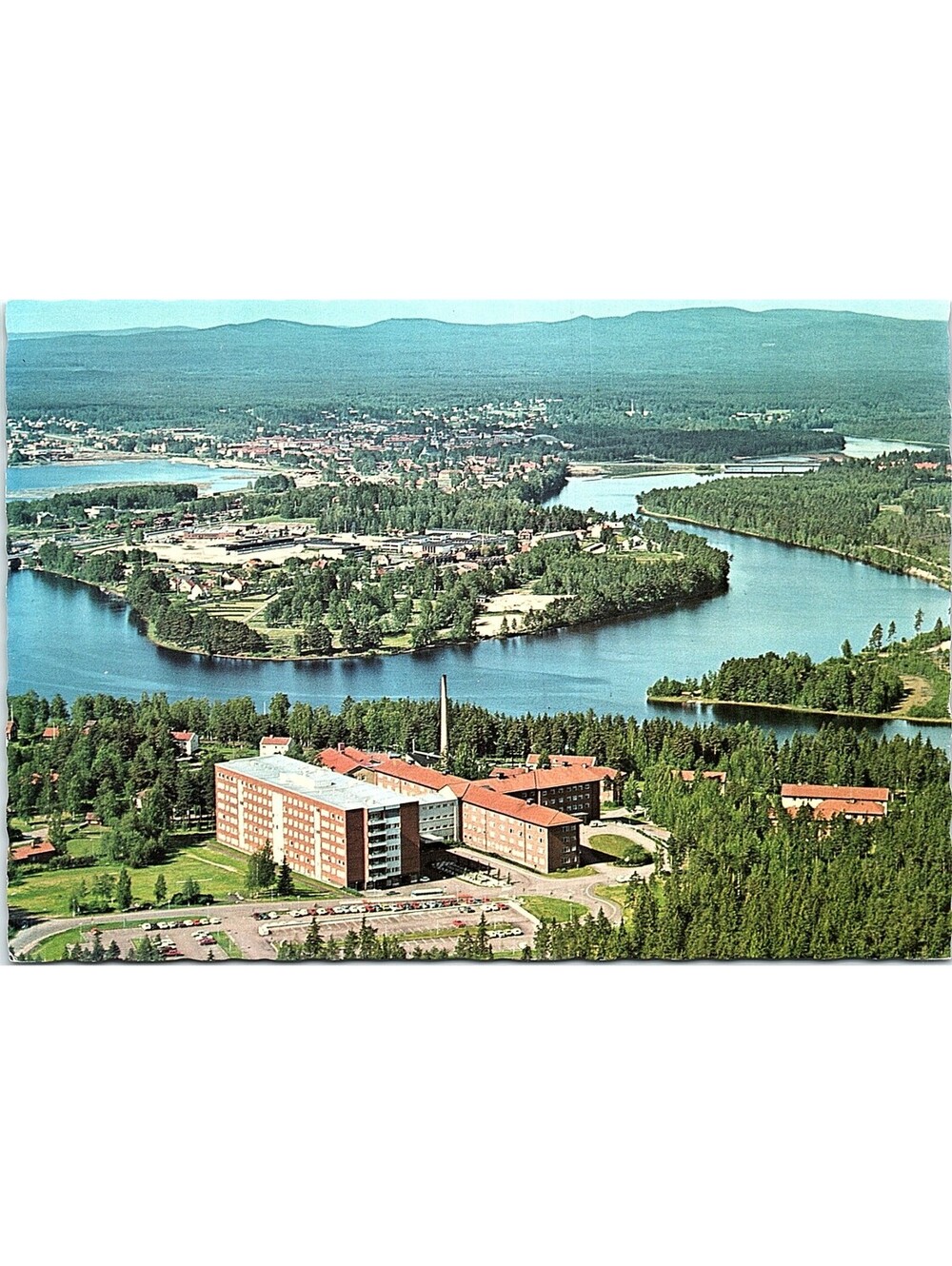 Vintage Postcard Mora Hospital Broakern River Dalarna Sweden